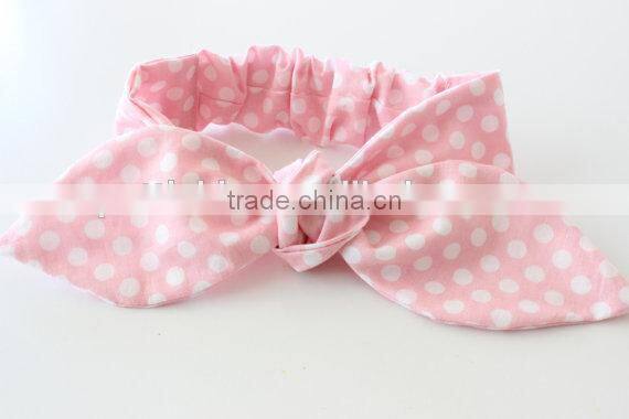2016 Headhair Dot Pattern Cotton Fabric Headband Rabbit Ears Bowknot Hair Headband