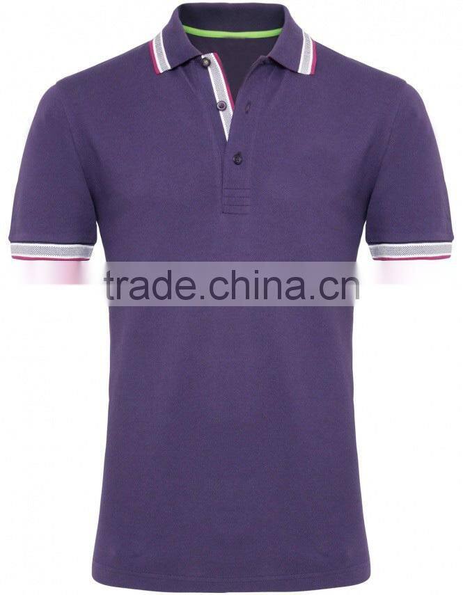 high quality mens purple polo shirt with pink stripe