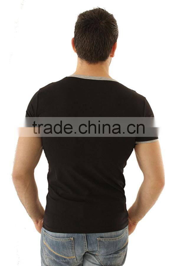 V-neck fashion t shirt with chest zip