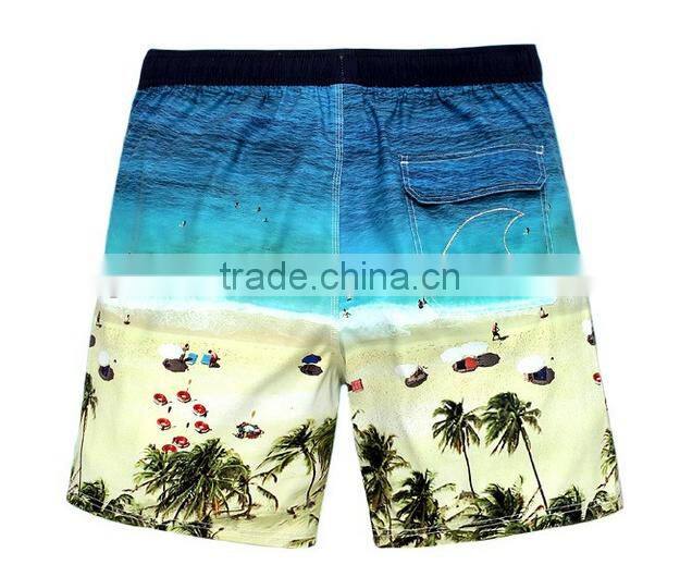 2016 fashion high quality custom 100% polyester quick dry swim shorts for men