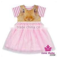 52SQG056 Lovebaby Baby Girls Party Wear TUTU Dress Sleeveless 3 Layers Yarn With Flowers Kids Frock