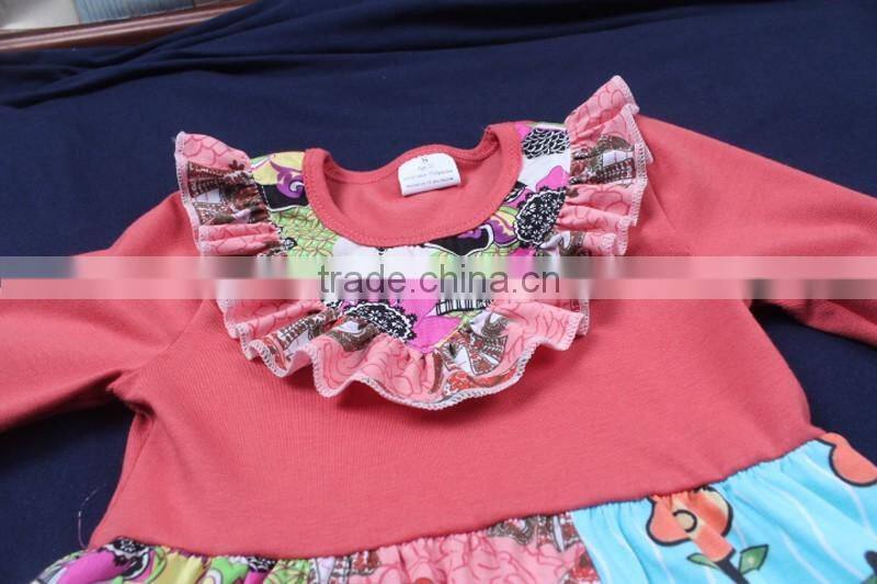 Watermelon Red Floral Shirt with Splicing Big Sleeve Ruffle Trousers Kids Fashion Clothing Set LBYTZ001-45
