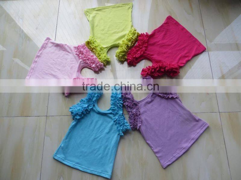 QL-307 cotton T-shirt baby summer ruffle sleeve top new arrival high quality 2016
