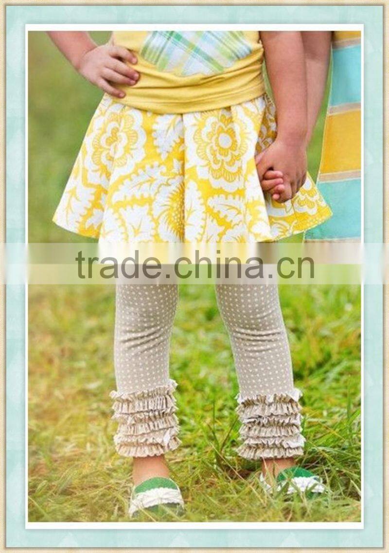 triple ruffle pants girls high quality pants girl 100% cotton plain color ruffle pant