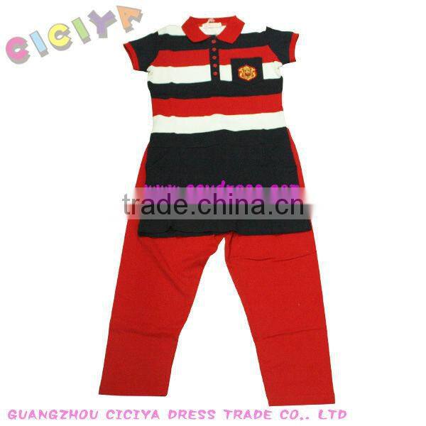 Women fashion polo collar yarn dyed striped pajama with pocket design summer pajamas