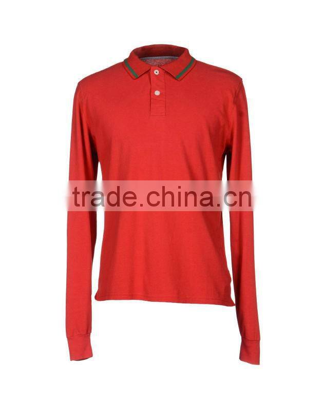 men's long sleeve rib neck cotton POLO shirt