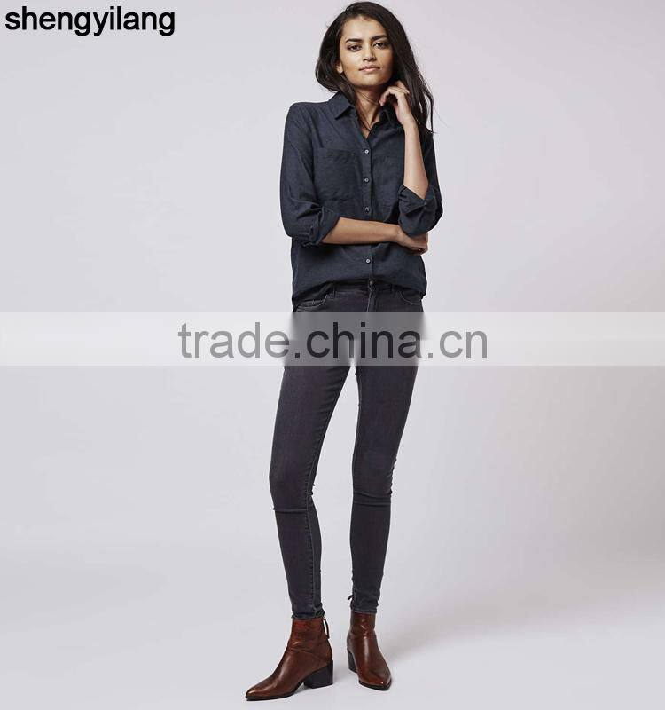 Hot sale long sleeve woman shirt in guangzhou