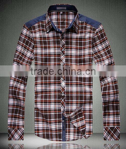 2016 Exclusive style 100%Cotton Single-sided velvet Checked thickening Flannel Shirt for men