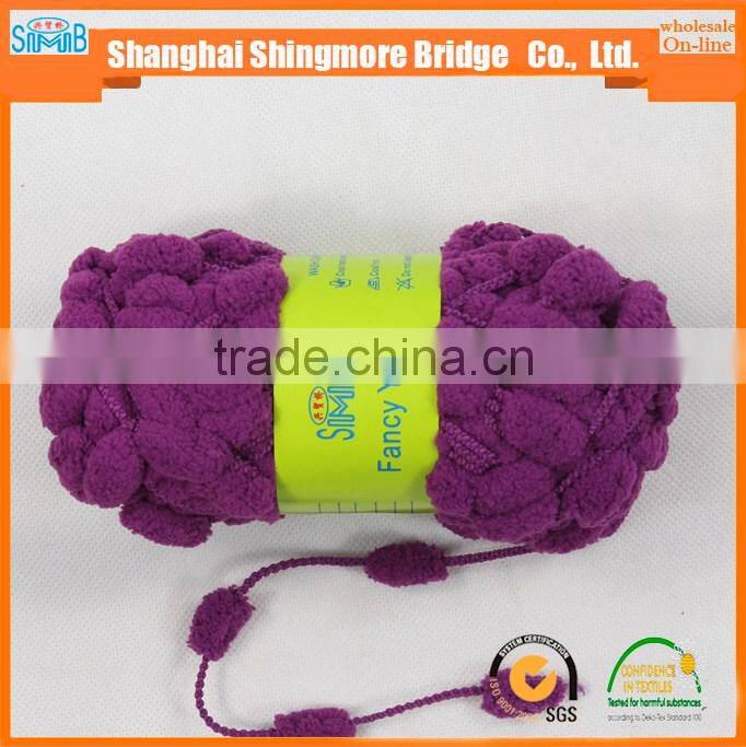 oeko tex fancy yarn supplier shingmore bridge cheap sales high quality polyester thick yarn with pompom