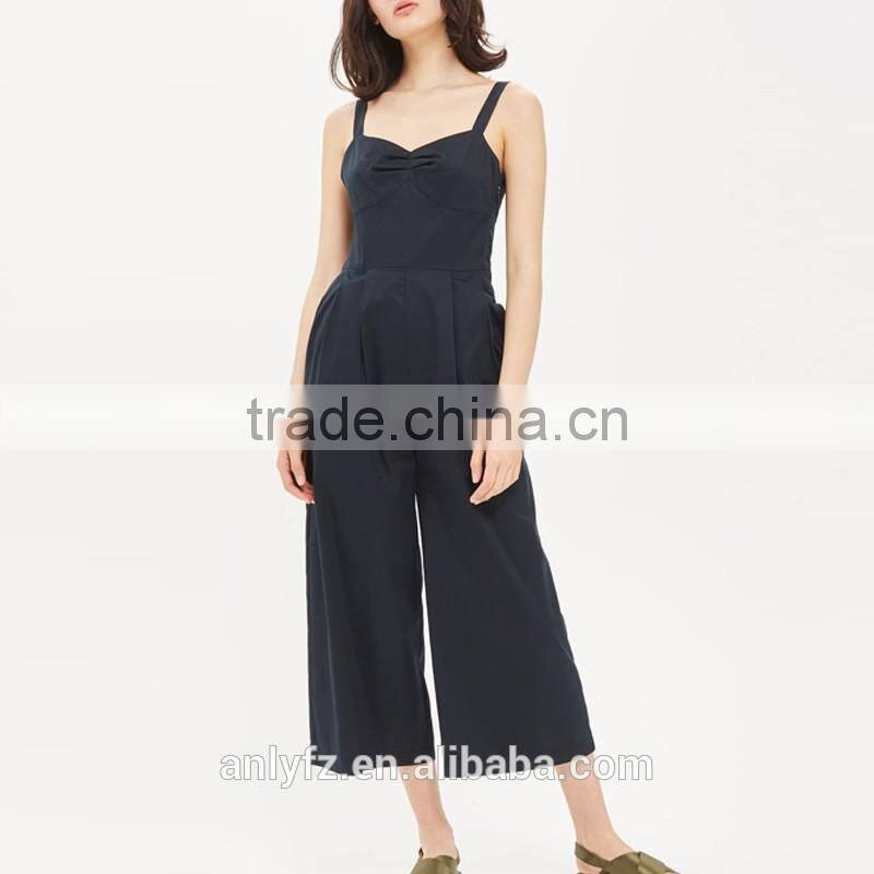 2017 new season women casual wear wholesale 100% polyester poplin breathable female custom jumpsuit