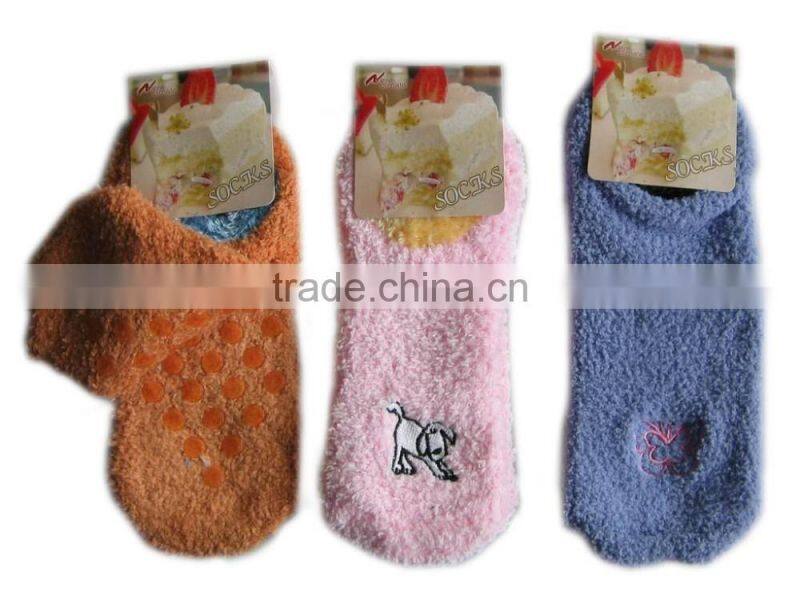 fuzzy microfiber warm socks, anti-sip Women thermal microfiber cozy socks