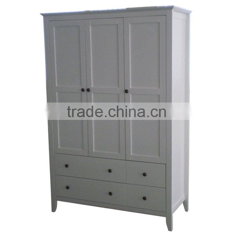 MDF New Zealand Pine solid wood cheap price wooden wardrobes with 3 doors