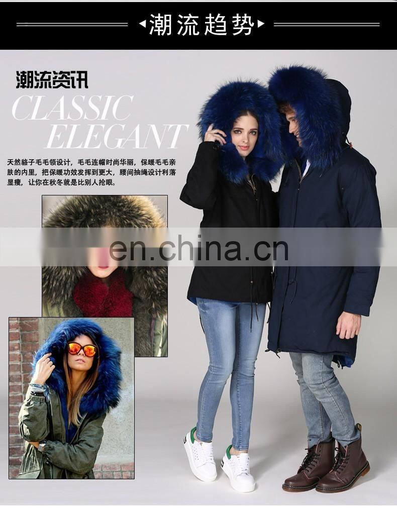 New arrival 2016 winter warm hot selling raccoon hair hooded turkey fur coat