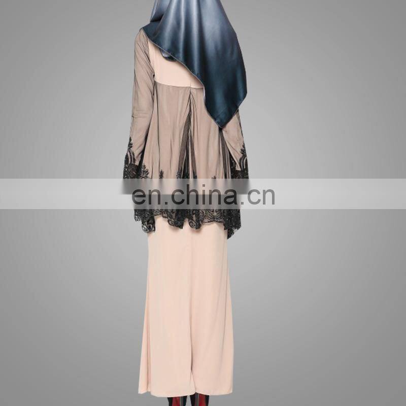 2017 Malaysai Baju Kurung Fashion Style Suit High Quality Lace Designs Islamic Clothing Elegant Muslim Women Kebaya Online