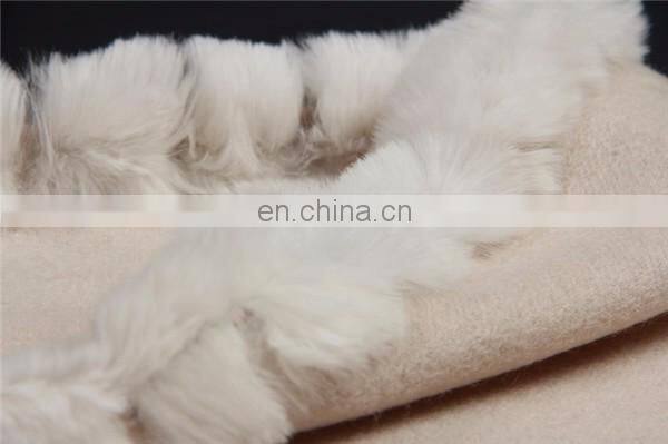2016 new style wool cashmere rabbit fur shawl plain color women winter warm scarf