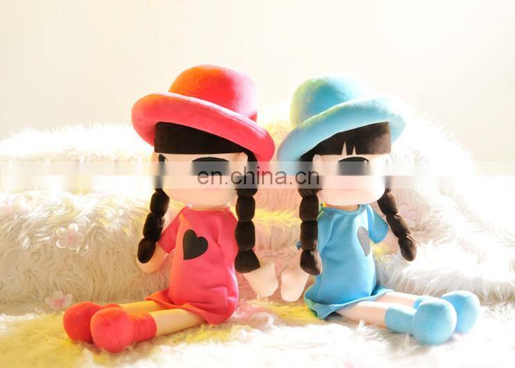 Girl doll custom desig plus toy ball jointed doll woven fabric, with knit and crochet fabrics