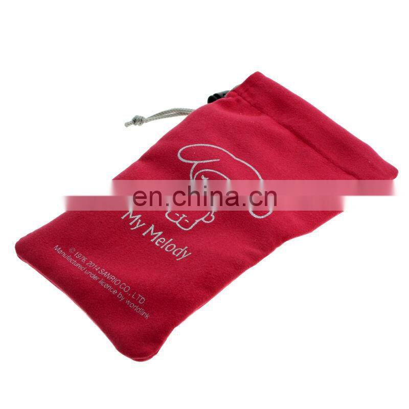 plastic clip single drawstring smartphone microfiber pouch