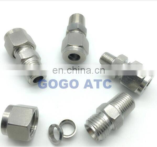 High quality quick coupler ZG 1/4'' male thread O.D 4 mm hard tube stainless steel straight connectors flexible pipe coupling