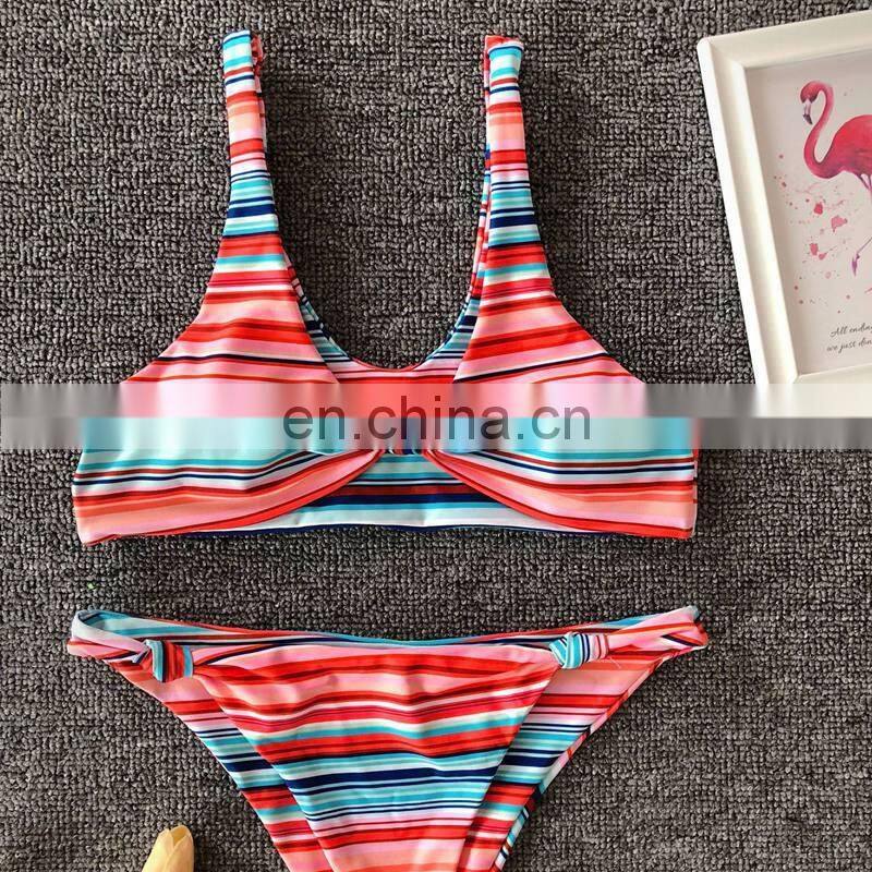 Sexy Bikini Swimwear Women Push Up Swimsuit Bandage Bikini Set Brazilian Summer Beach Bathing Suits female Biquini Stripes
