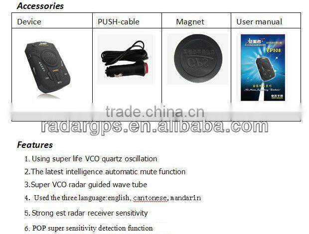 Conqueror best radar detector VP508 alarmas