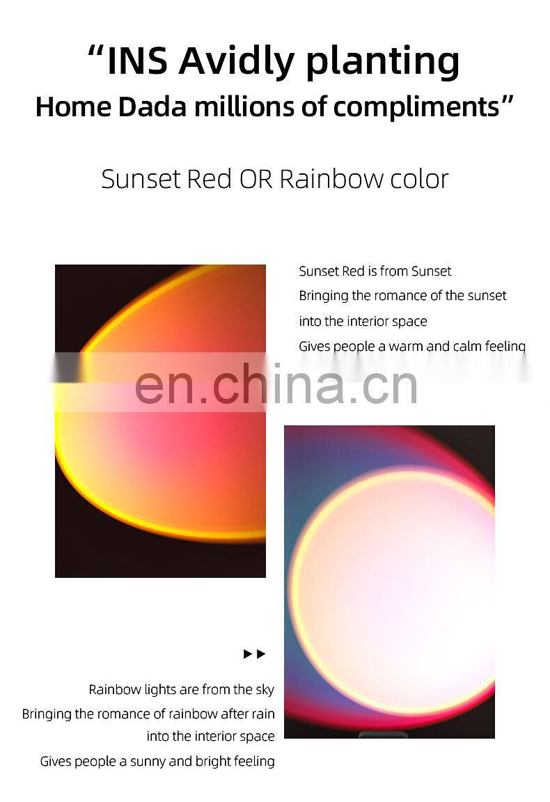 Sunset Night Light Atmosphere Mood Lighting Usb 180 Degree Tiktok Smart White Led Lamp Sunset Projector Lamp Light