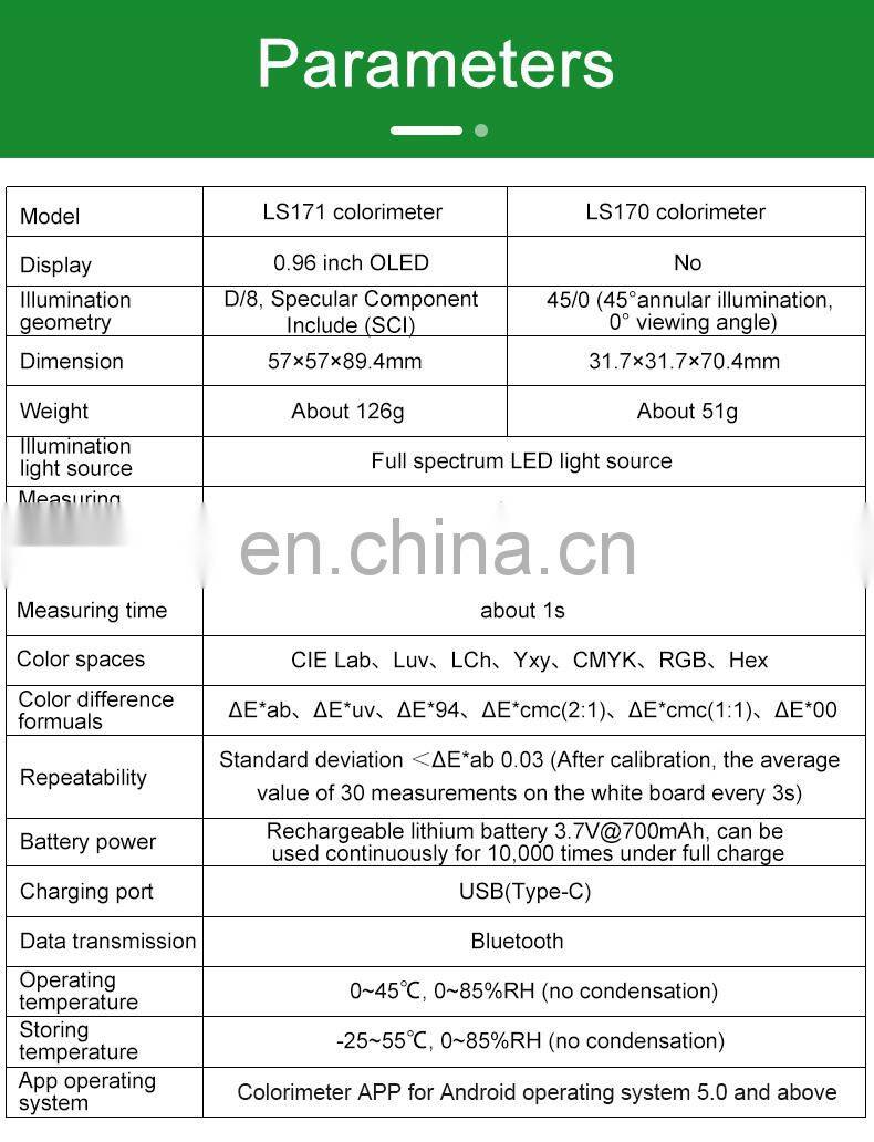 LS171 Portable Colorimeter with Cellphone APP For Printing Coating Ceramics Textiles Color Difference