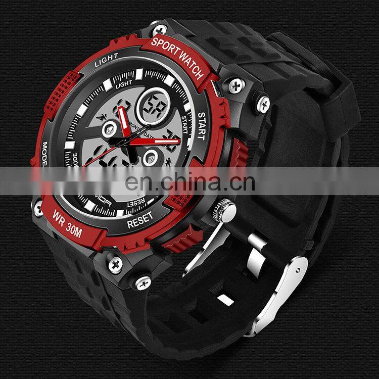 SANDA 709 Digital And Analogue Watch For Man Silicone Strap Stopwatch Luminous Men Sport Watches Original