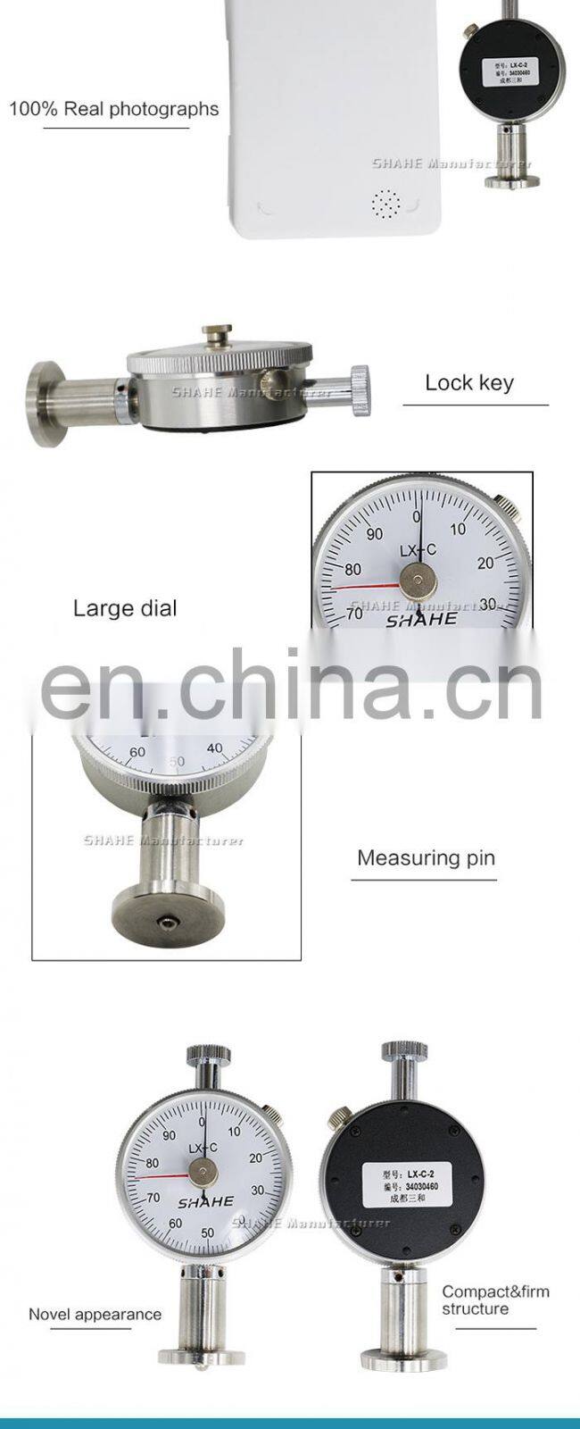 LX-C-2 double pointer portable shore hardness tester Shore C Durometer rubber hardness tester