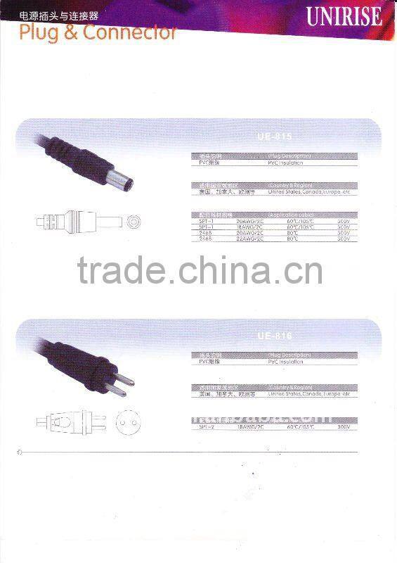 DC power cord with DC plug cordset