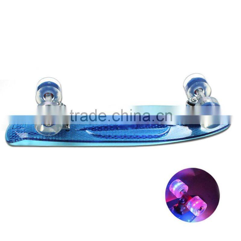 Most popular cool flash wheel rocking Cruiser skate board skateboard transparent blue PC EC-FC02 MINI
