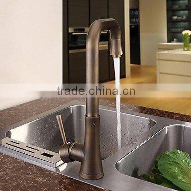 Bronze Long Spout Single Handle Brass Kitchen Faucet