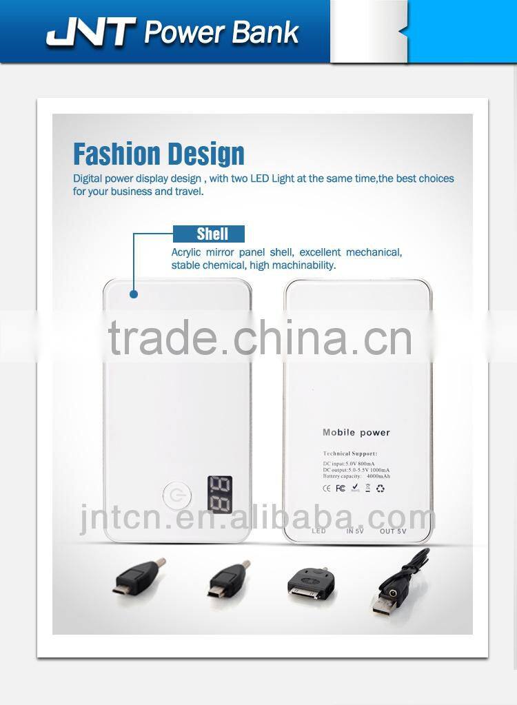 OEM High capacity mini mobile power bank with two LED flashlight+Digital Display screen Power Indicator design ,PB010