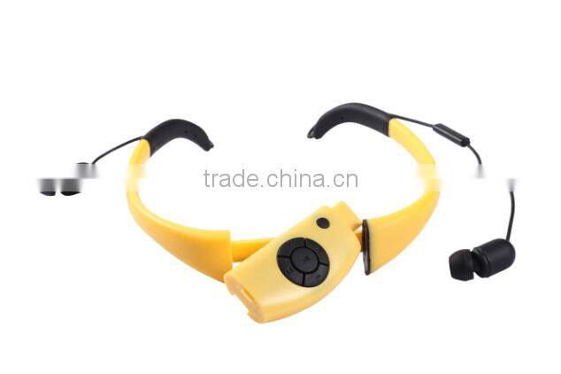 Portable stereo bluetooth waterproof headphones swim