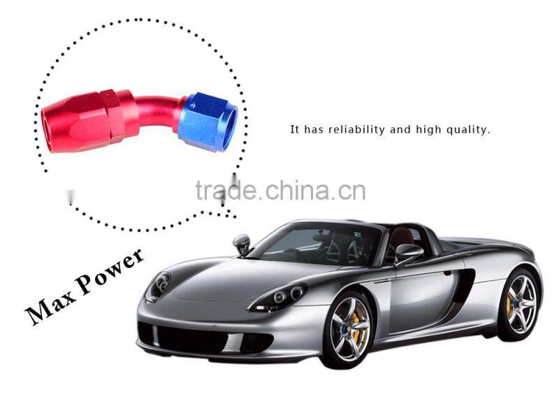 Aluminum oil cooler fitting 45 degree resuable fuel line hose end fitting adaptor blue and red 40-045-08