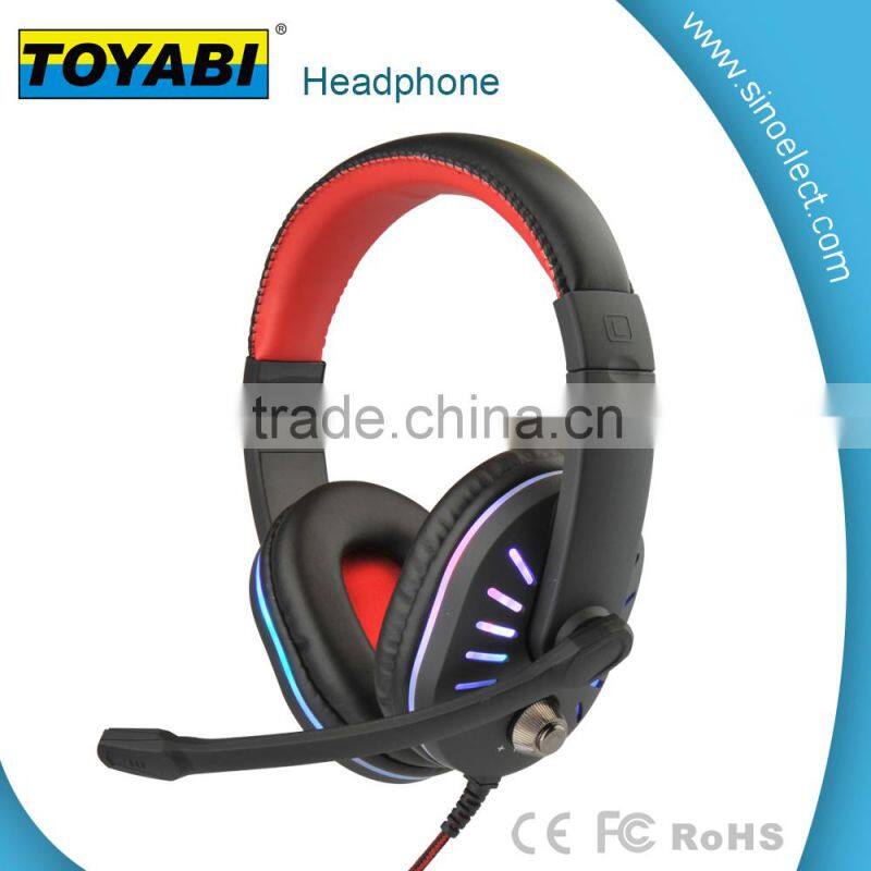 Super Bass Volumn control Gaming Games Headsets Light Up Headphone Earphone with LED Lights with Micro