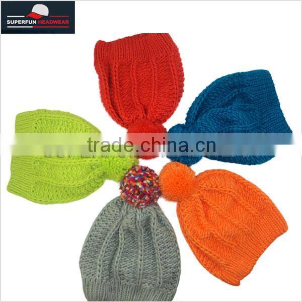 folded preferential knitted dobby winter crochet hats and caps