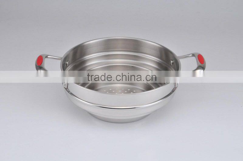 2014 new products garden gift stainless steel metal rena ware steamer multiple set casting with silicone handle&knob