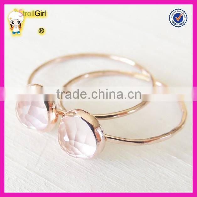 wholesale jewelry rose quartz ring in rose gold, unique quartz pink ring