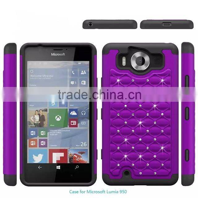 Keno Hybrid Studded Diamond Bling Case Cover for Microsoft Lumia 950