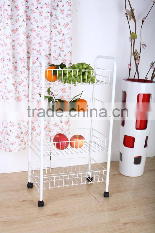 multifunctional 4 Tier mobile metal kitchen fruit vegetable shelf