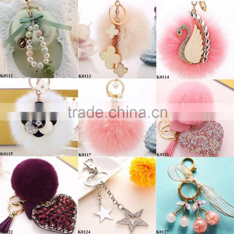 Wholesale Creative lovely cherry keychain metal keychain Gemstone Keychain K0127