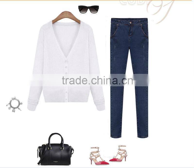 New 98% cotton and 2% Skinny Scratch Spandex Denim Jeans For Ladies