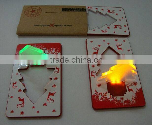 Christmas tree mini pocket credit card LED lamp as Christmas gift