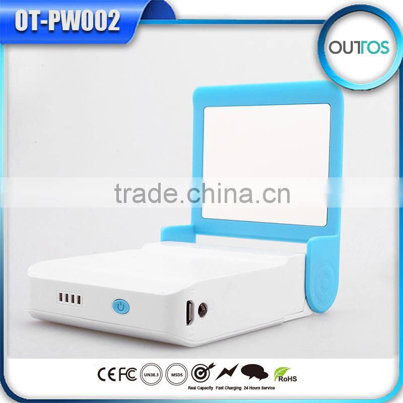 10400mah power bank with mirror and cell phone holder for women
