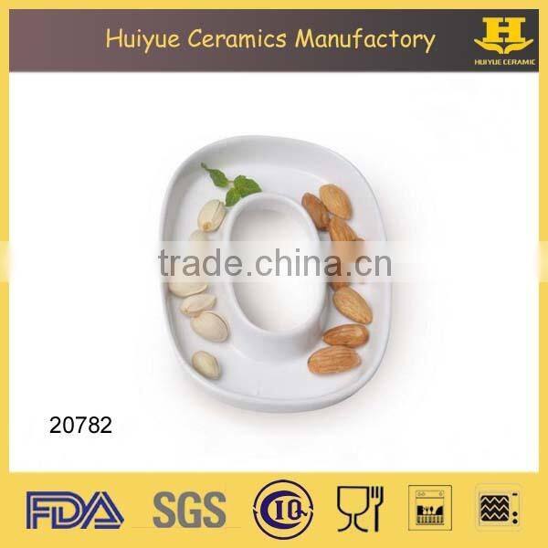 Porcelain letter dish, white ceramic letter dish, alphabet letter dish