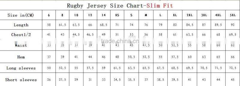 High quality sportswear custom rugby shirts