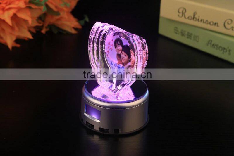 customer design elegant wedding gift 3d laser engraving crystal heart award