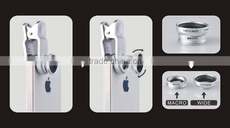 3in1 Wide Angle+Macro+Fish Eye Camera Lens for Mobile Cell Phone