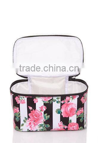 Coated canvas Floral Striped Cosmetic Case