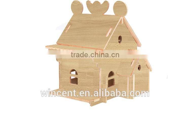 School Kids Toy Self-Assembly House 3D Wood Puzzle